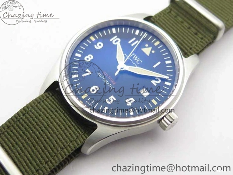MIROTIME 0325 Fashionable Pilot IW326801 SS MK 1:1 Best Edition Black Dial on Green Nylon Strap MIYOTA 7122